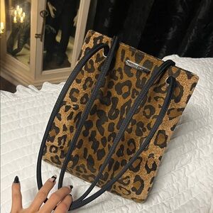 Nine West Animal Print Tote with Black Handles